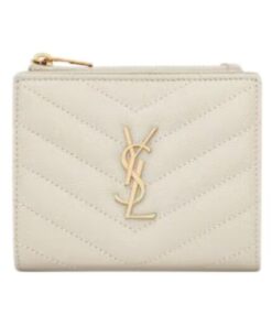 Cassandre matelassierte Zwei-Falten-Brieftasche aus Grain de Poudre Leder 10.5cm