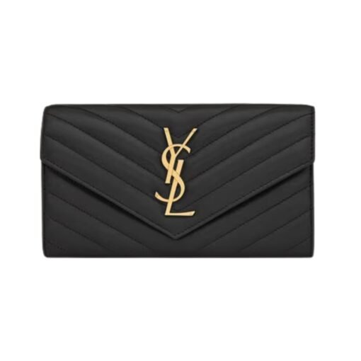 Cassandre matelassierte große Klappenbrieftasche aus Lammleder 19cm