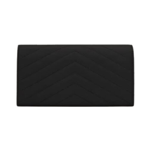 Cassandre matelassierte große Klappenbrieftasche aus Grain de Poudre Leder 19cm – Bild 2