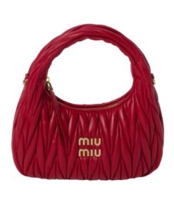 Matelassé-Nappa-Leder-Hobo Rot 20cm