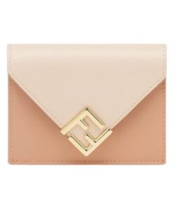 Brieftasche aus rosa Leder 8cm