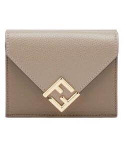 Brieftasche aus zweifarbigem Leder in Grau und grau-brauner Farbe 8cm