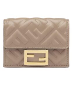 Brieftasche aus graubraunem Nappaleder 7.5cm