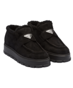 Loafer-Stiefeletten aus Wildleder Schwarz