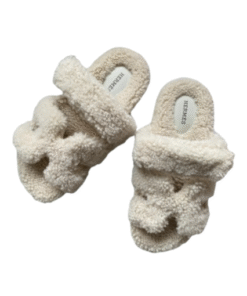 Chypre Lammfell-Sandale Weiß