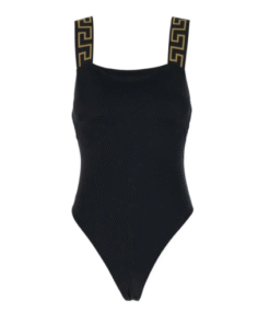 Ärmelloser Einteiler-Badeanzug Schwarz/Braun