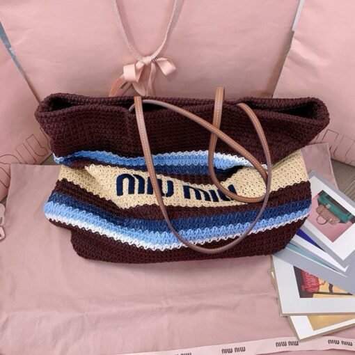 Raffia Tote Kakaobraun 34cm – Bild 4