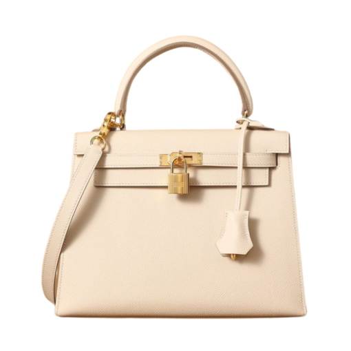 Kelly 25 Epsom Creme/Golden