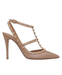 Rockstud Ankle Strap Pumps Puder 100cm
