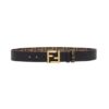 Beidseitiger Gürtel aus schwarzem Leder und Stoff mit FF-Muster 3,8cm