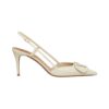 Leder Slingback Pumpe in hellem Elfenbein 80cm