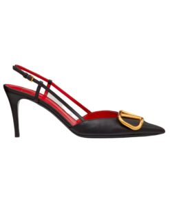 Kalbsleder Slingback Pumpe schwarz 80cm