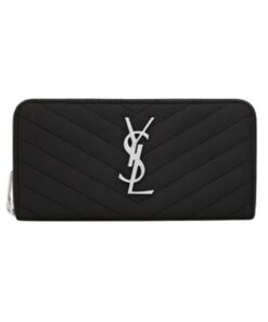 Cassandre matelassierte Zip-Around-Brieftasche aus Grain de Poudre-Leder 19cm