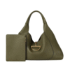 Maxi Schultertasche Aus Dunkelgrünem Leder 46cm