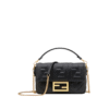 Schwarze Nappaleder-Tasche mit FF-Muster 13cm